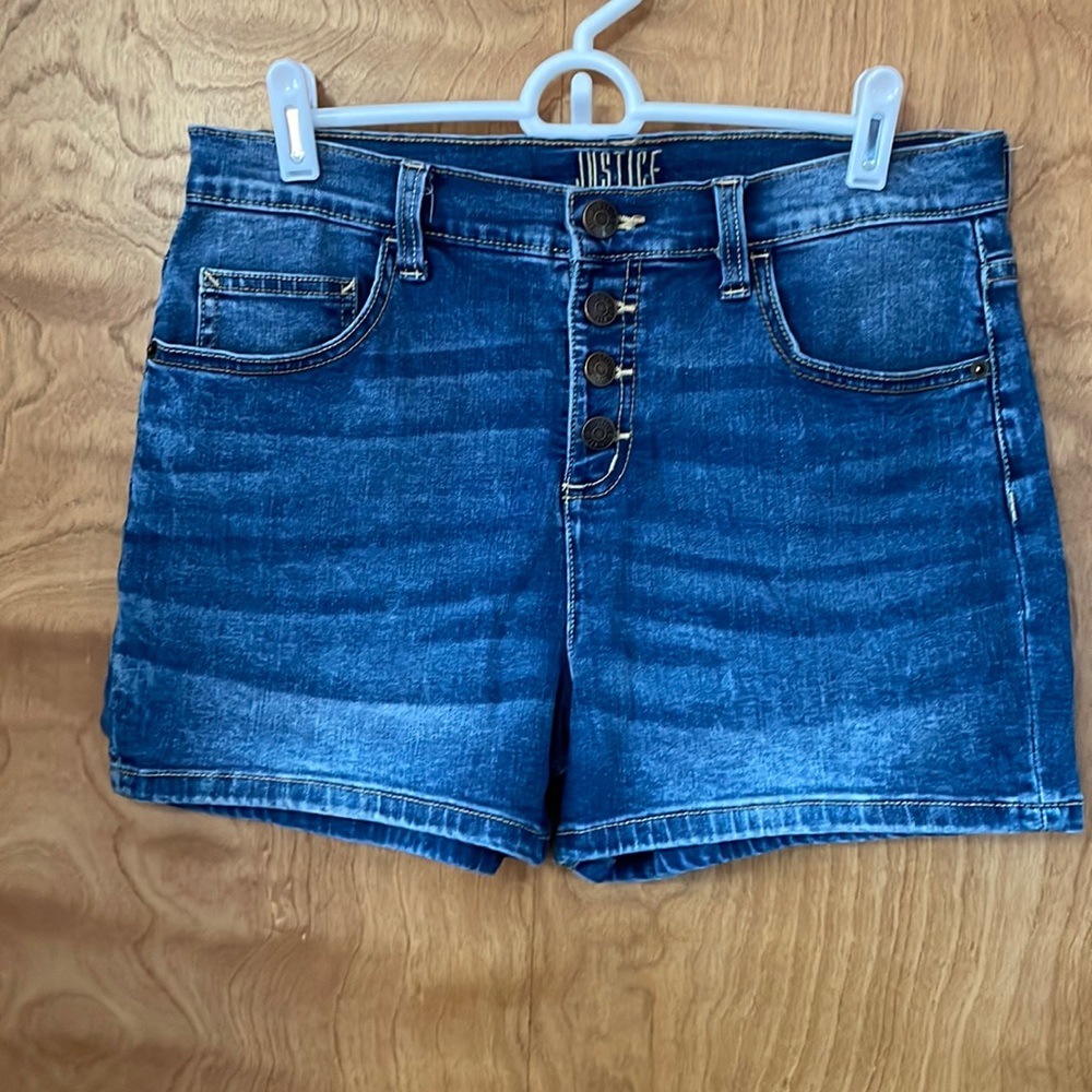 Justice girls 18 plus high waisted denim shorts